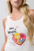 Camiseta manga sisa crema clara con arte de Los Simpson