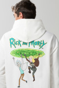 Buzo de Rick and Morty crema con capota y bolsillo