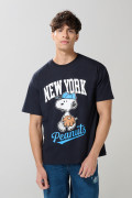 Camiseta azul intensa manga corta oversize de Snoopy