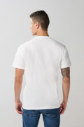 Camiseta en algodón crema manga corta con hombro rodado