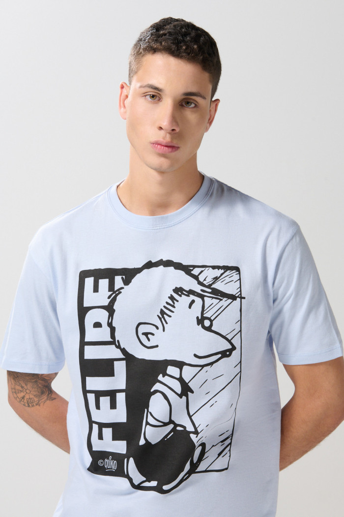 Camiseta de Mafalda azul clara con manga corta