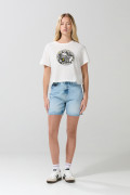 Camiseta crop top crema con diseño de Félix el Gato
