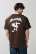 Camiseta café oversize manga corta con arte de Los Simpson