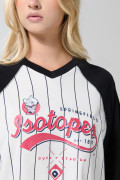 Camiseta de Los Simpson crop top oversize crema con cuello V