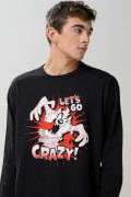 Camiseta negra manga larga con arte de Looney Tunes