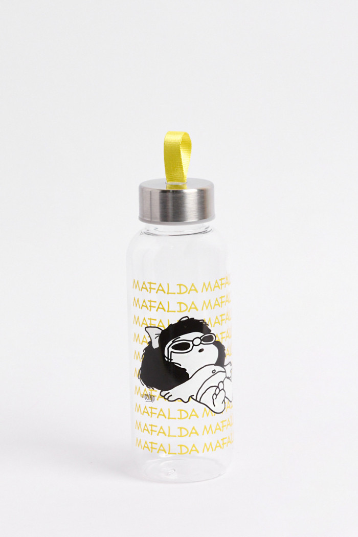 Botella unicolor con tapa metálica y diseño de Mafalda