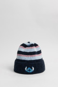 Gorro azul oscuro tejido con rayas y arte de Lilo & Stitch