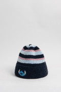 Gorro azul oscuro tejido con rayas y arte de Lilo & Stitch