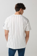 Camiseta oversize a rayas crema manga corta de Los Simpson