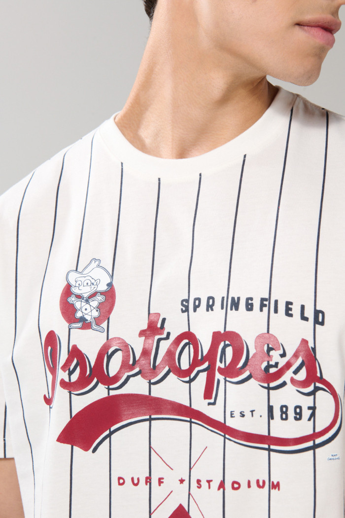 Camiseta oversize a rayas crema manga corta de Los Simpson