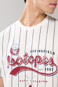 Camiseta oversize a rayas crema manga corta de Los Simpson