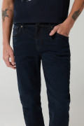 Jean azul intenso slim con cremallera y tiro bajo