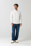 Camisa en algodón cuello nerú unicolor con manga larga
