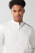 Camisa en algodón cuello nerú unicolor con manga larga