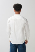 Camisa en algodón cuello nerú unicolor con manga larga