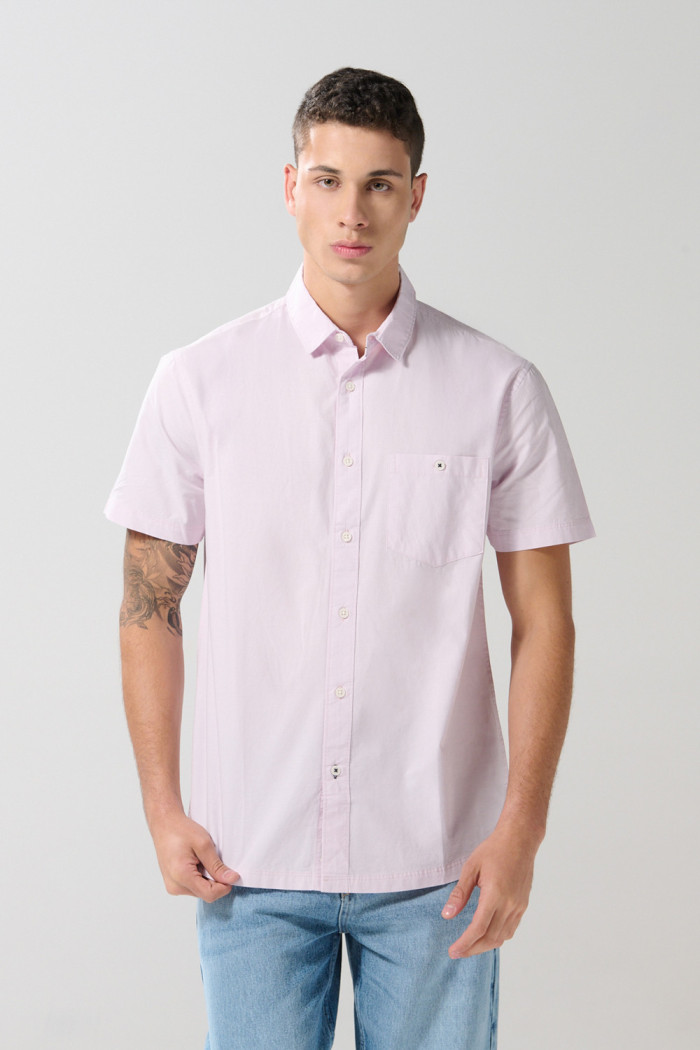 Camisa unicolor cuello sport collar con botones