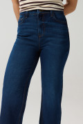 Jean azul oscuro 90´S con tiro alto, bota recta y cremallera