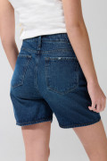 Short en jean azul oscuro con cremallera y súper tiro alto