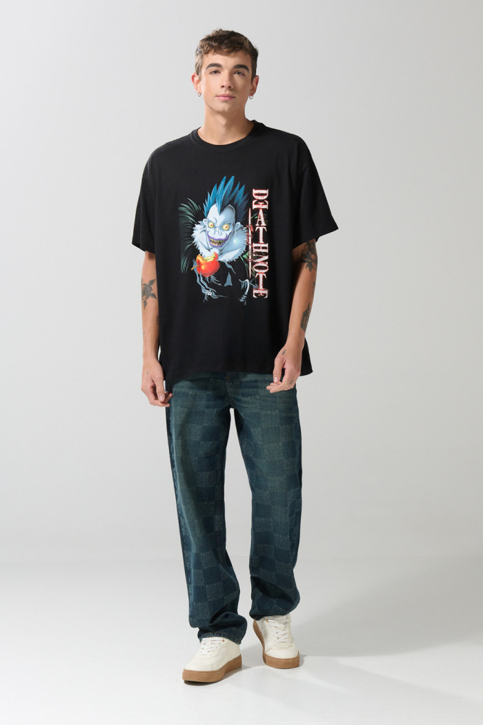 Camiseta manga corta negra con diseño de Death Note
