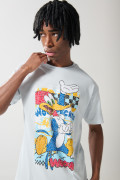 Camiseta azul clara manga corta con arte del Pájaro Loco

