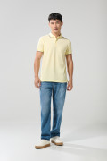 Camiseta unicolor polo manga corta con botones en pechera
