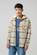 Sobrecamisa con capota unicolor a cuadros oversize