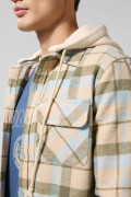 Sobrecamisa con capota unicolor a cuadros oversize