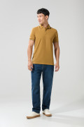 Camiseta unicolor polo con manga corta y doble botón