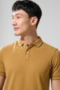 Camiseta unicolor polo con manga corta y doble botón