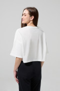 Camiseta crema clara crop top oversize de Looney Tunes