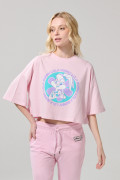 Camiseta rosada clara crop top oversize de Looney Tunes