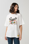 Camiseta crema clara oversize cuello redondo de Snoopy