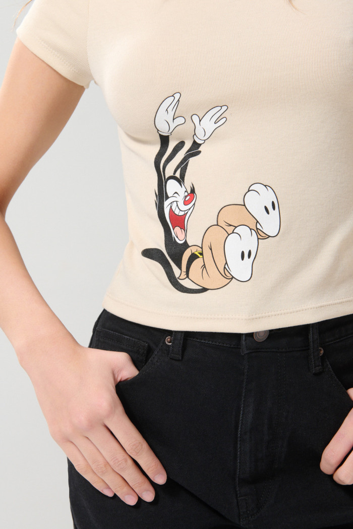 Camiseta de Animaniacs kaki clara manga corta