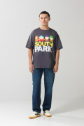 Camiseta oversize gris manga corta con arte de South Park