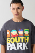Camiseta oversize gris manga corta con arte de South Park