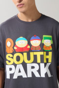 Camiseta oversize gris manga corta con arte de South Park