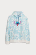 Buzo azul tie dye con capota y estampado de Stitch