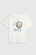 Camiseta college deportiva crema con manga corta