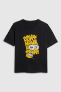 Camiseta cuello redondo negra con diseño de Los Simpson
