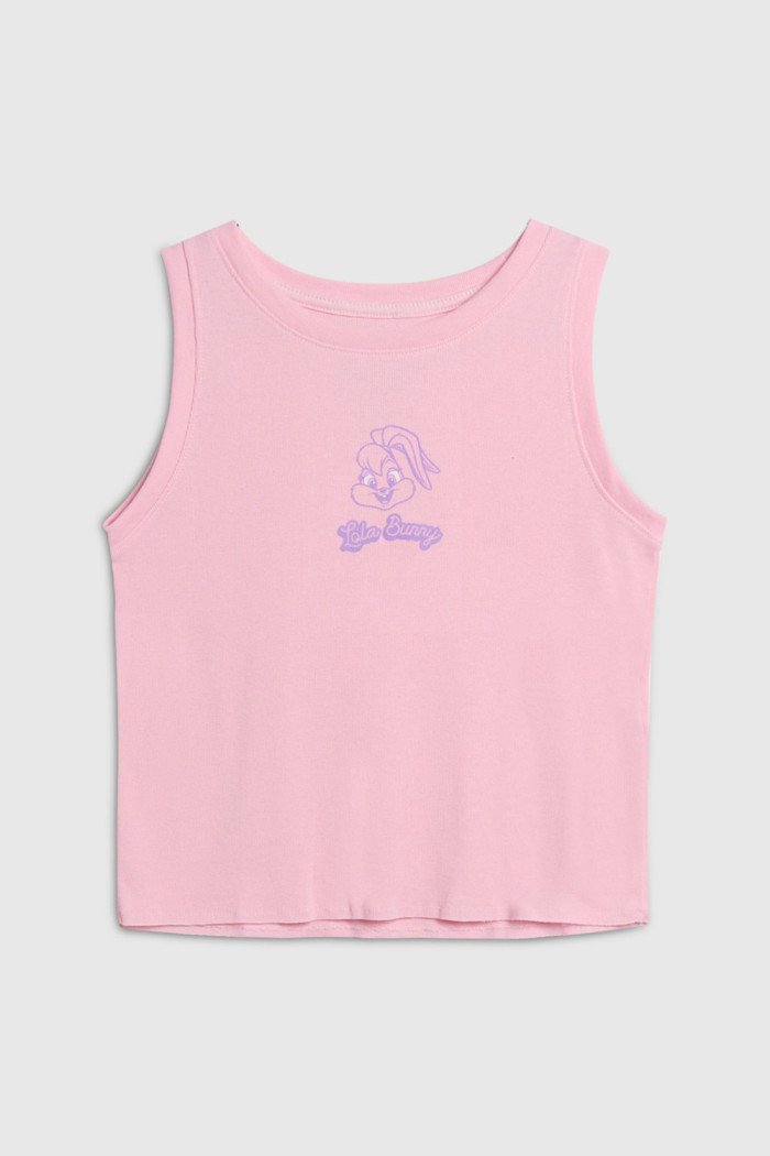 Camiseta manga sisa rosada clara con arte de Looney Tunes