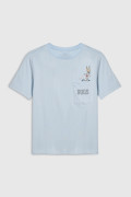 Camiseta de Looney tunes azul con bolsillo y manga corta
