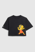 Camiseta oversize negra crop top con arte de Los Simpson
