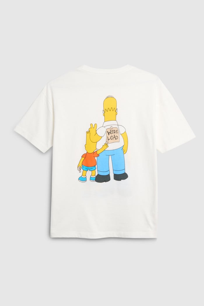 Camiseta crema cuello redondo con arte de Los Simpson