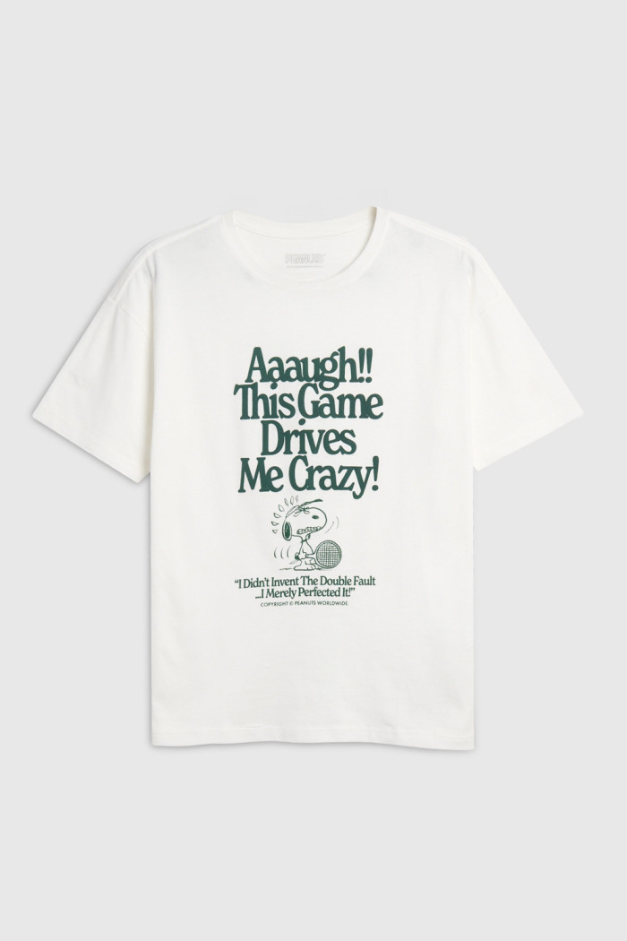 Camiseta oversize de Snoopy crema clara manga corta