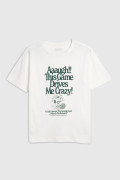 Camiseta oversize de Snoopy crema clara manga corta