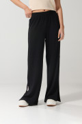 Pantalón palazzo negro tiro alto bota recta con abertura