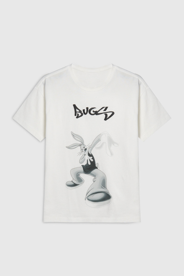 Camiseta oversize de Bugs Bunny crema manga corta