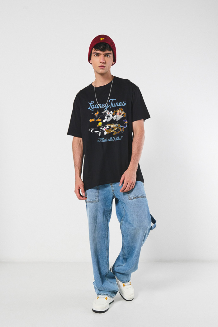 Camiseta cuello redondo unicolor oversize de Looney Tunes
