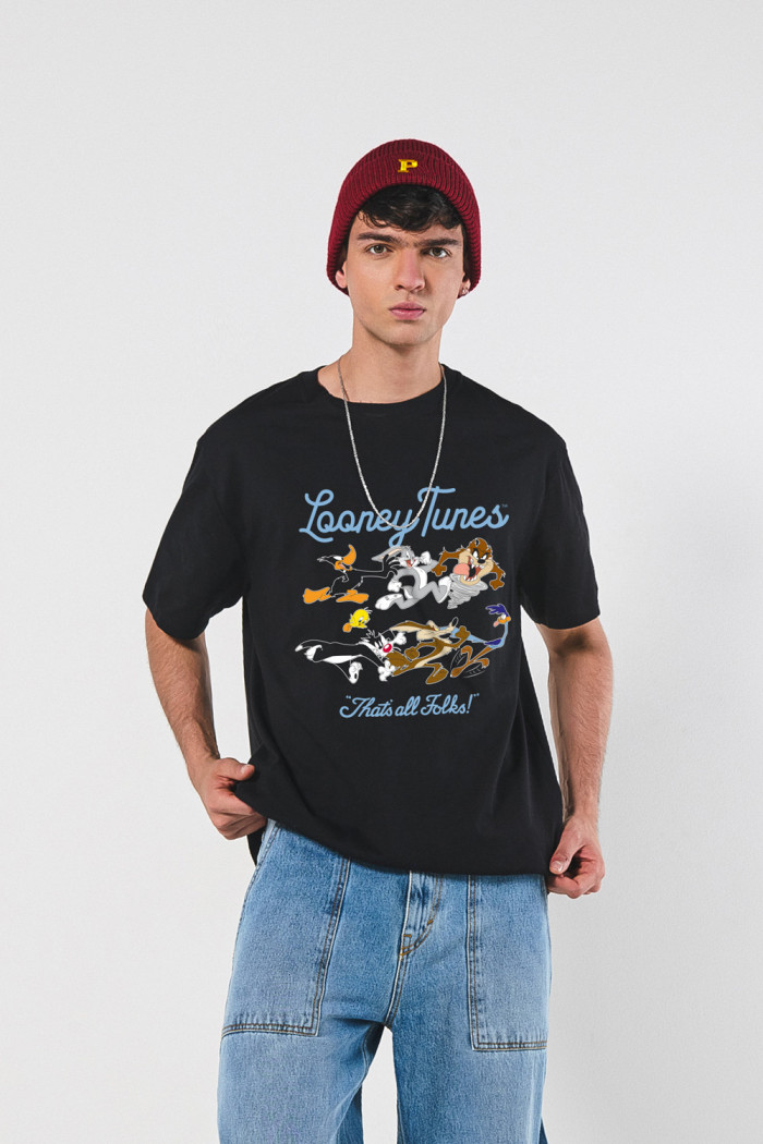 Camiseta cuello redondo unicolor oversize de Looney Tunes