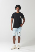 Camiseta negra manga corta con bolsillo y arte college